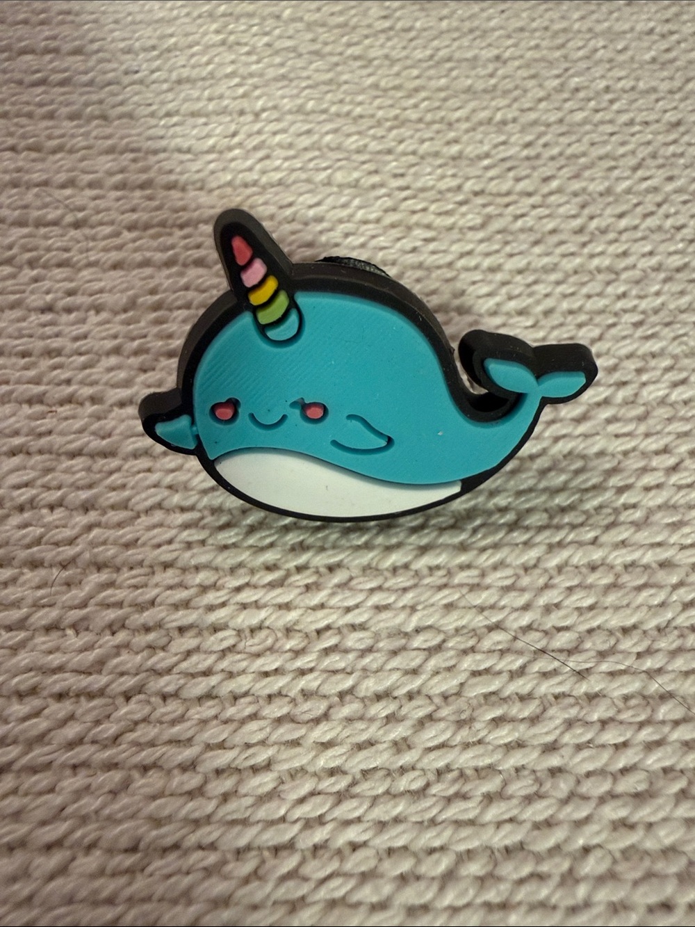 Cute Blue shoe charm with Rainbow Horn
